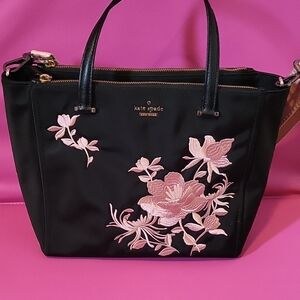 Kate Spade Black and Pink Floral Tote Bag